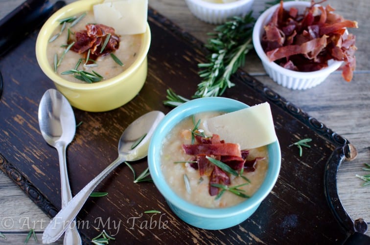 White Bean Soup w/Parmesan & Prosciutto