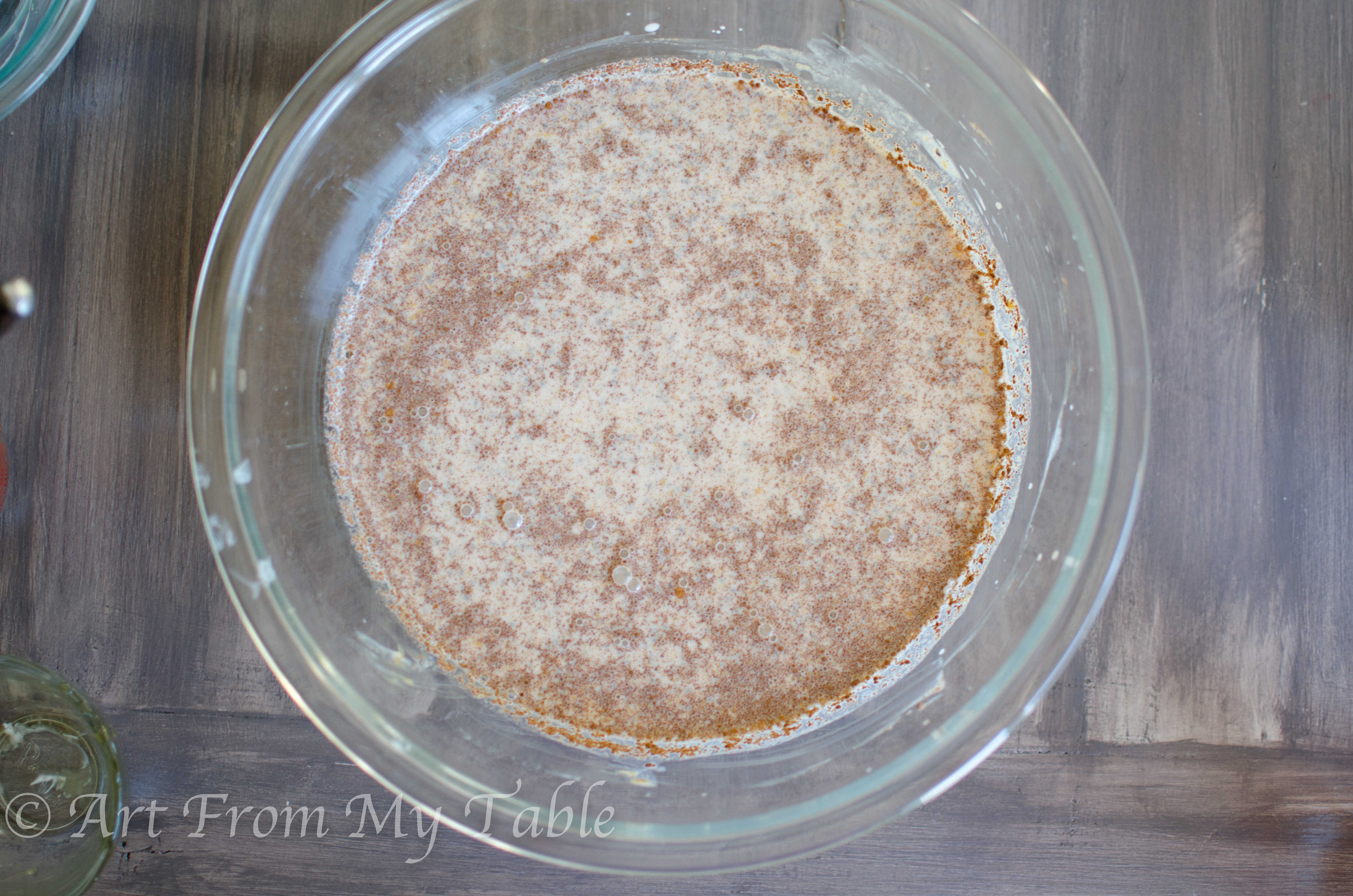 Bowl of overnight oats mixture before putting into jars.