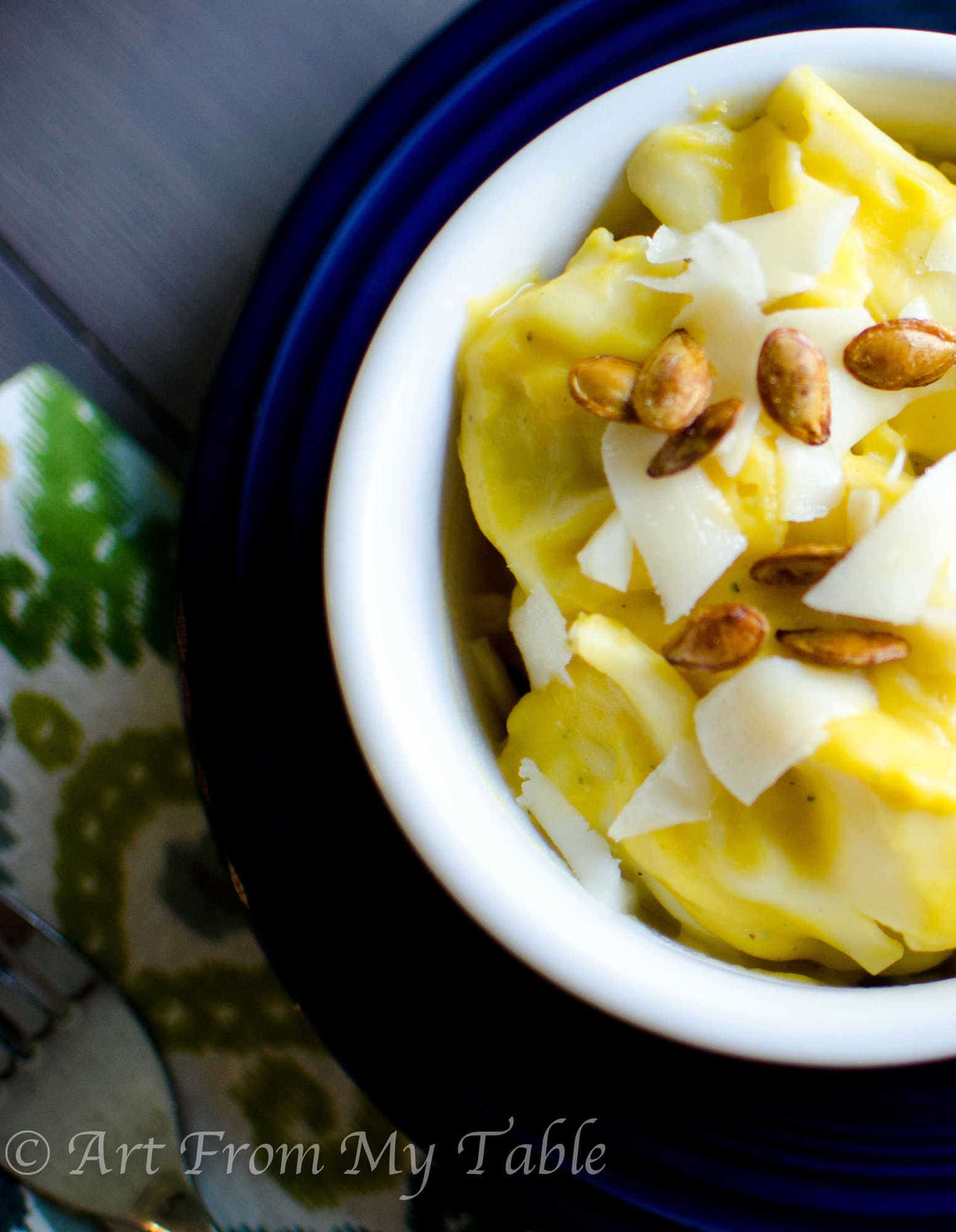 Cheese Tortellini in butternut squash sauce