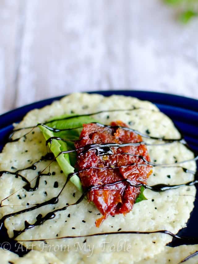 PARMESAN CRISPS {WITH BASIL AND SUN DRIED TOMATOES} STORY