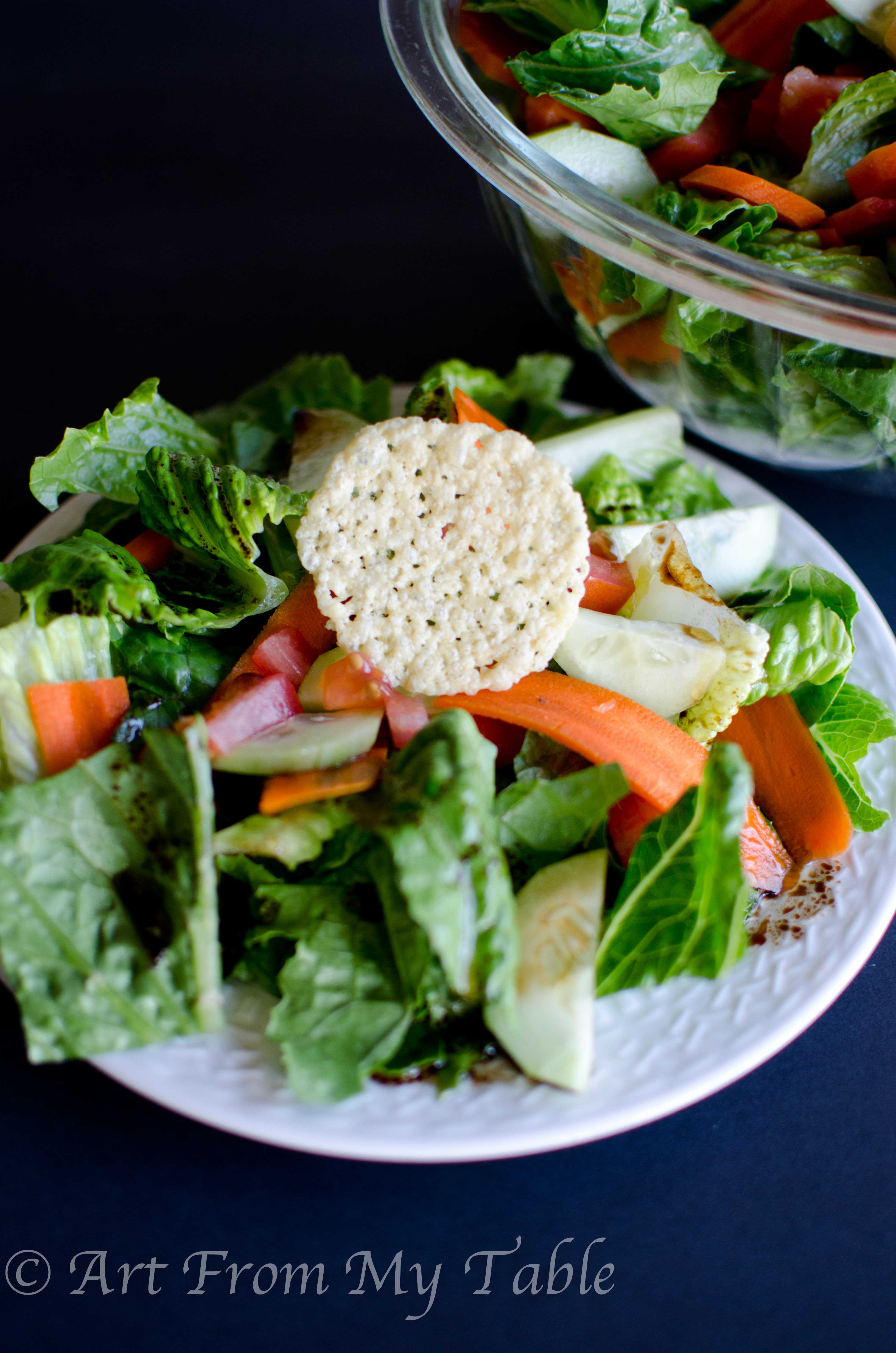 Parmesan crisps topping a salad instead of croutons.