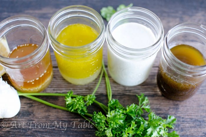 4 Jam Jar salad dressing recipes {in two minutes}