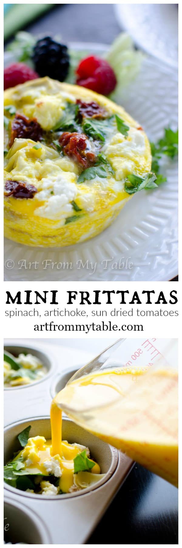 Spinach Artichoke Sun Dried Tomato mini frittatas Art From My Table