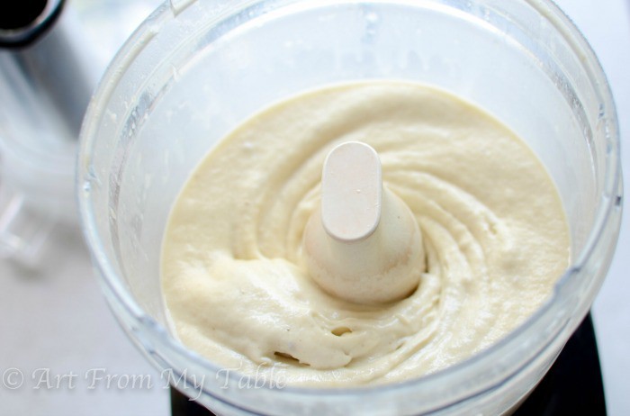 Frozen bananas that have been pureed in a food processor. 