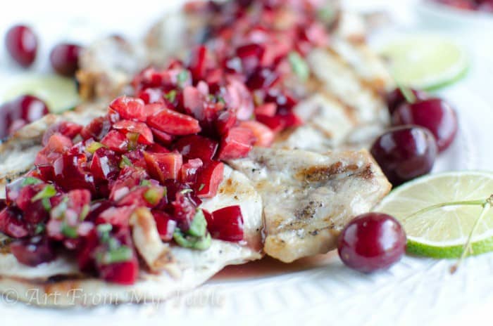 Grilled Pork Chops with Cherry Salsa