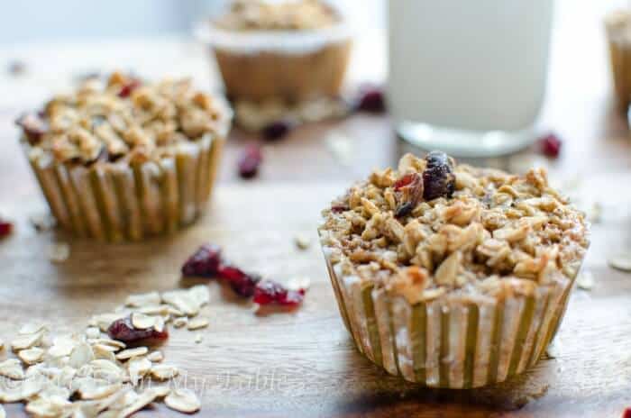 Close up image of make ahead Cranberry Oatmeal cups.