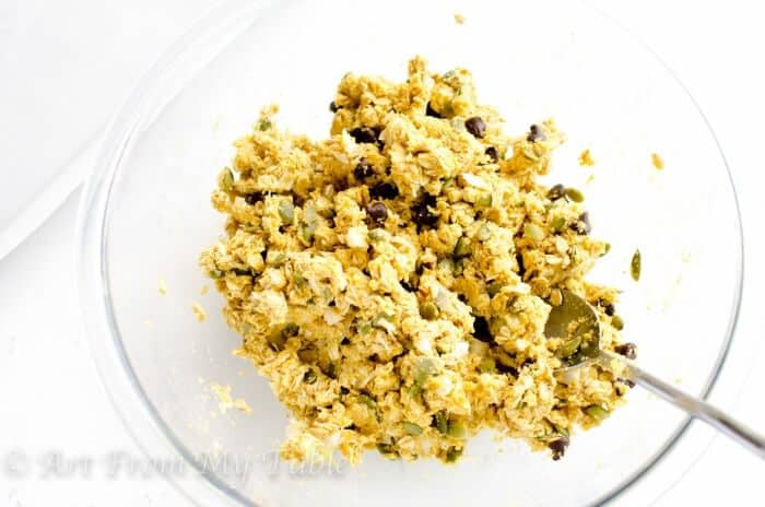 Pumpkin breakfast cookies dough in a bowl.
