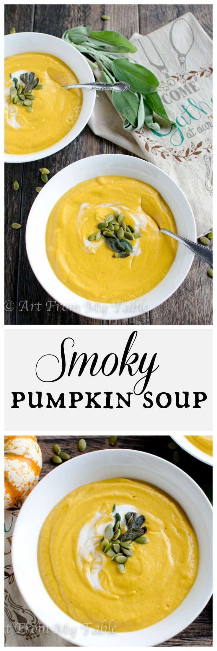 Smoky Pumpkin Soup {with crispy sage & pepitas}