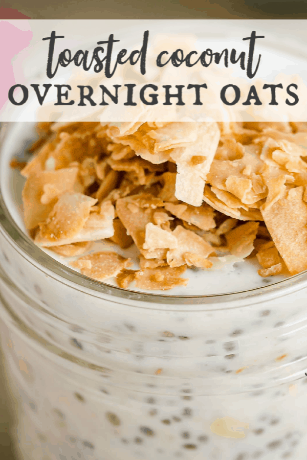 Want a make ahead breakfast for an easy morning on the go? Toasted Coconut Overnight Oats is it! Made with Greek yogurt, almond milk, and chia seeds, it will leave you satisfied til lunch. But the best part? All that tasty toasted coconut! #artfrommytable #overnightoats via @artfrommytable