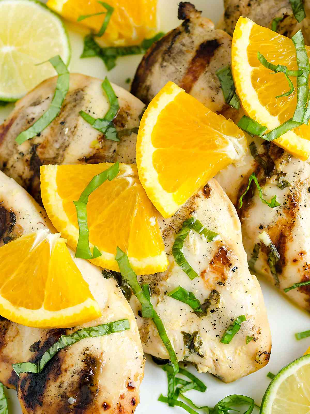 citrus basil grilled chicken with fresh oranges