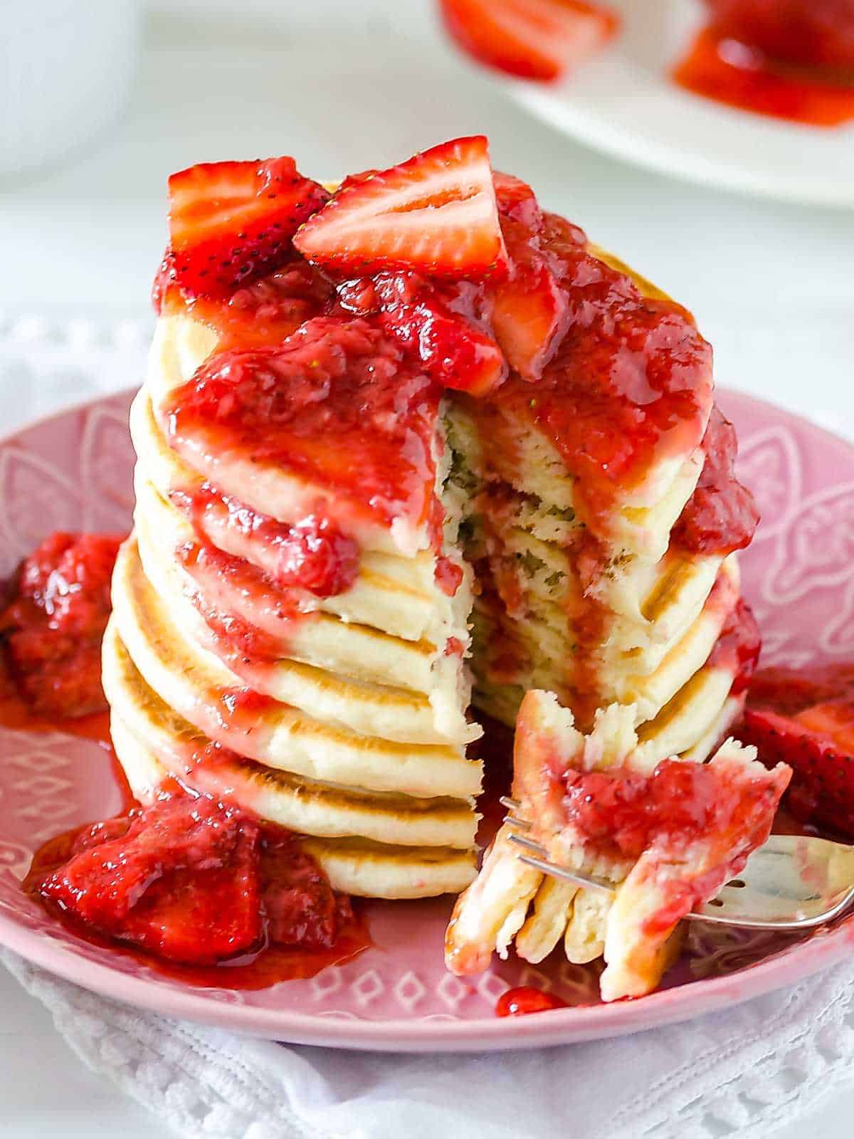 recipe for homemade pancakes - strawberry cheesecake