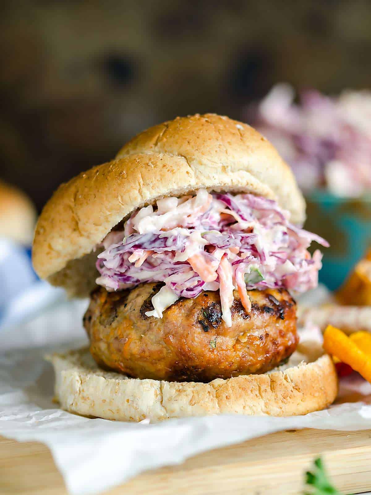 Asian Turkey Burgers with Homemade Cole Slaw