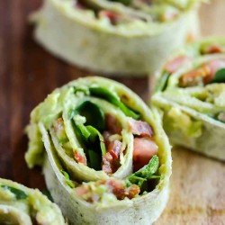 Avocado BLT wrap sliced into pinwheels