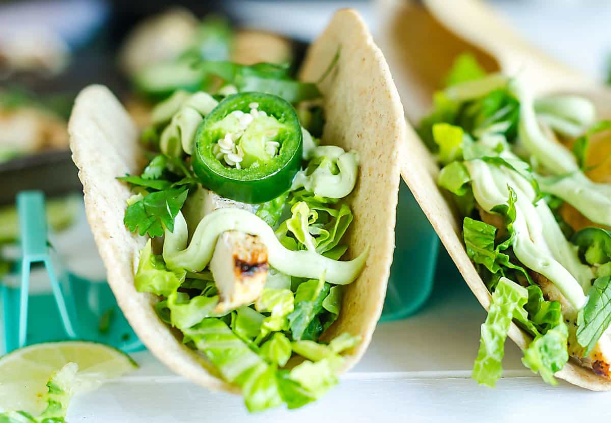 Garlic Lime Chicken with Avocado Cream Sauce