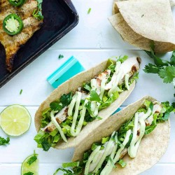 grilled garlic lime chicken breasts tacos with whole wheat tortillas