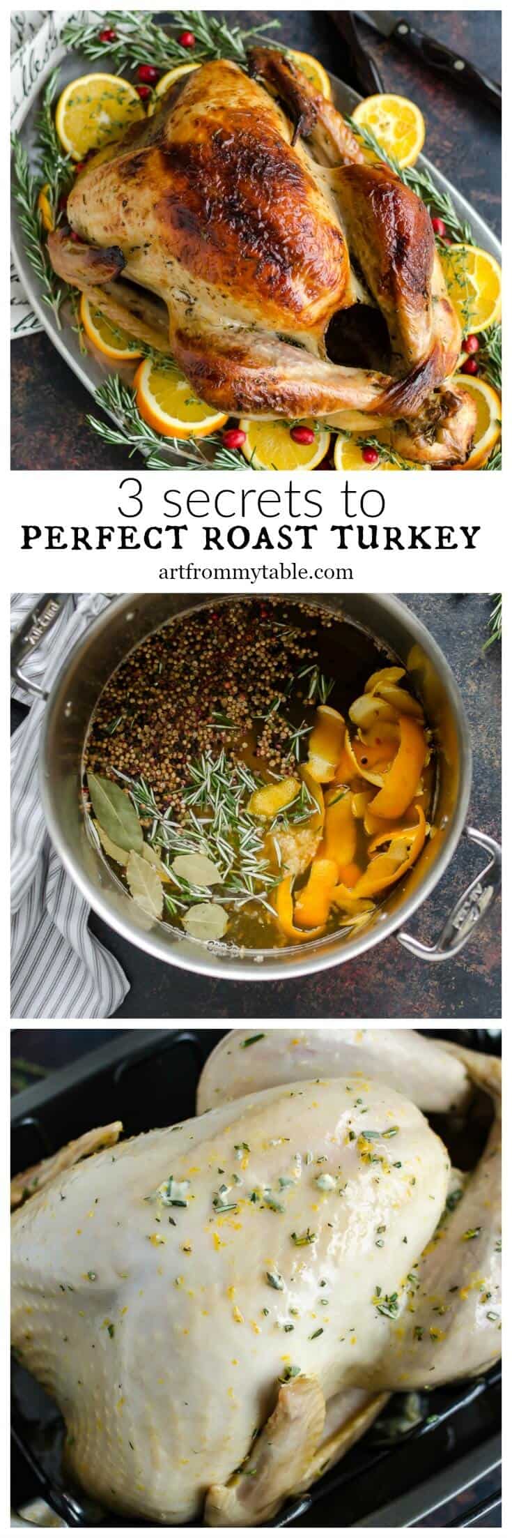 This will be the Best Roast Turkey Recipe you ever eat! Crisp and golden on the outside, infused with citrus butter and herbs, perfectly juicy and moist on the inside. Here I'm sharing my 3 secrets to perfect roast turkey every time. via @artfrommytable