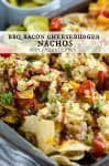 Take your nachos to another level. These bbq bacon cheeseburger nachos are a twist on the classic burger. They're made with ground turkey, and the final topping totally makes this recipe. #nachos #groundturkey #cheeseburgernachos