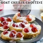 Goat cheese crostini with grapes is a great alternative to sandwiches for your lunchbox. Finish it off with a drizzle of yogurt based dressing to add more protein. When's lunch?