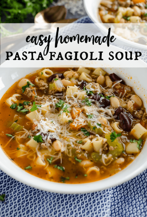 Looking for a bowl of hearty soup? Look no further! This Pasta Fagioli Soup is bursting with flavor! Made with ground beef, veggies, pasta and beans, it's filling and delicious! It's easy to make and includes Instant pot, stove top, and slow cooker instructions! #artfrommytable #pastafagioli #soup via @artfrommytable