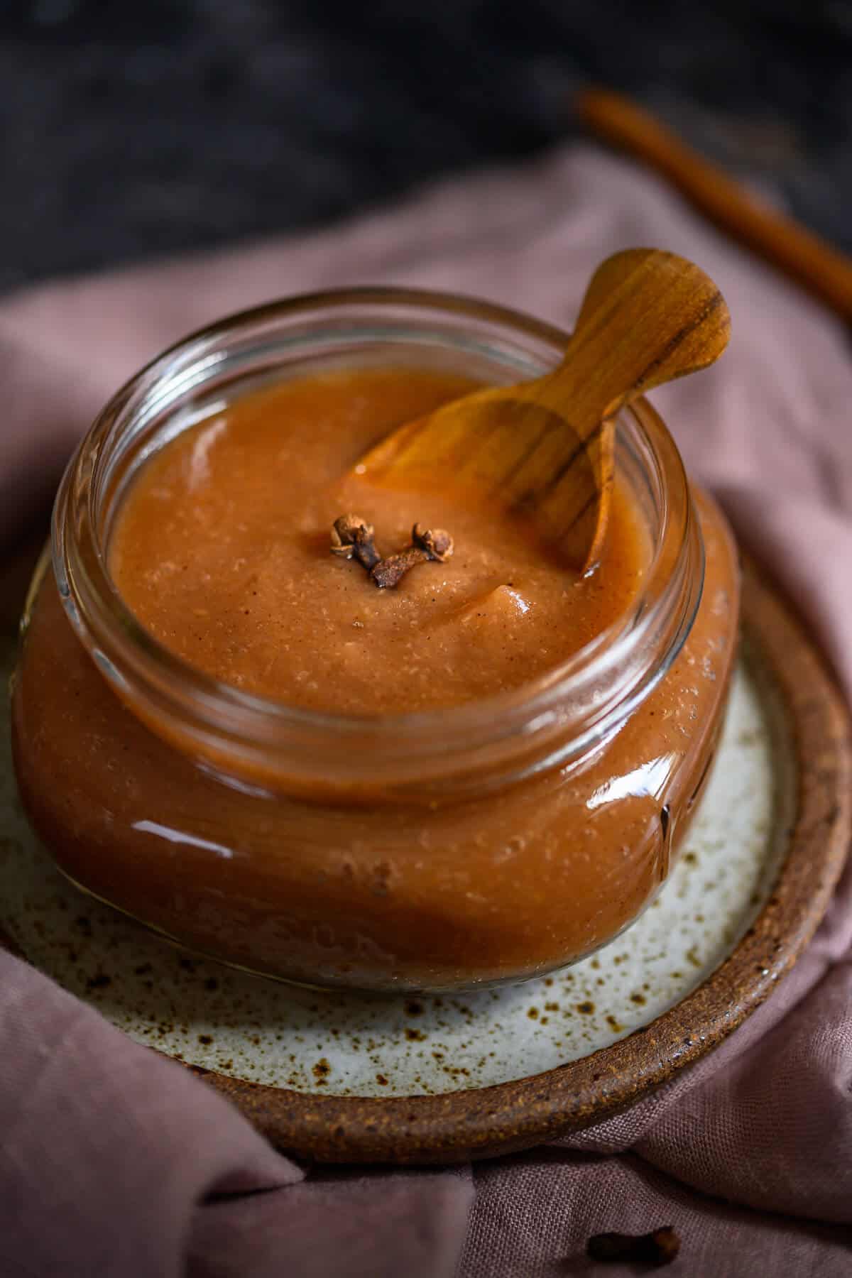 jar of homemade apple butter