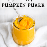 fresh homemade pumpkin puree in a jar