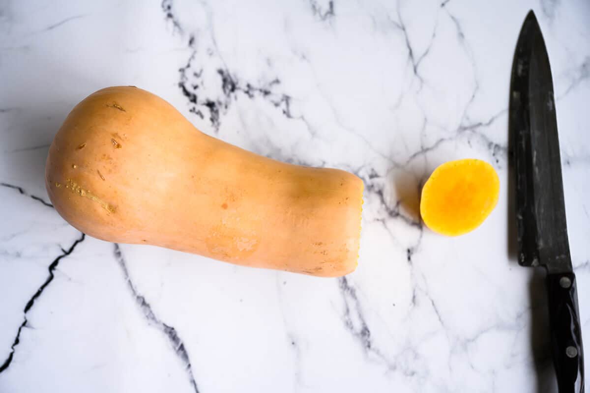 butternut squash with the stem cut off