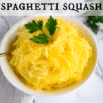 bowl of spaghetti squashed cooked in the instant pot