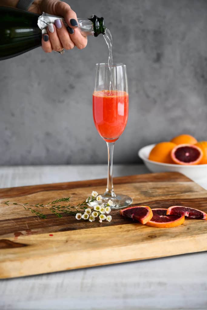 non alcoholic champagne being poured into glass