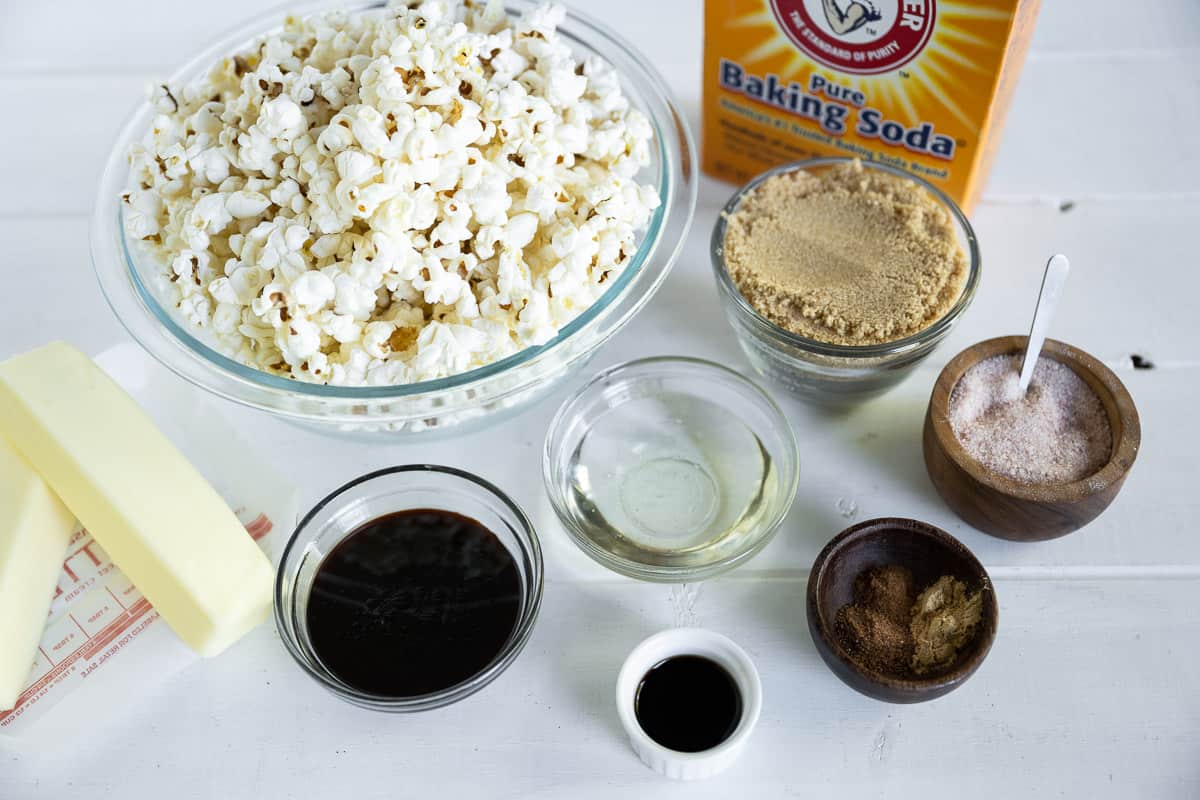 ingredients for gingerbread caramel corn
