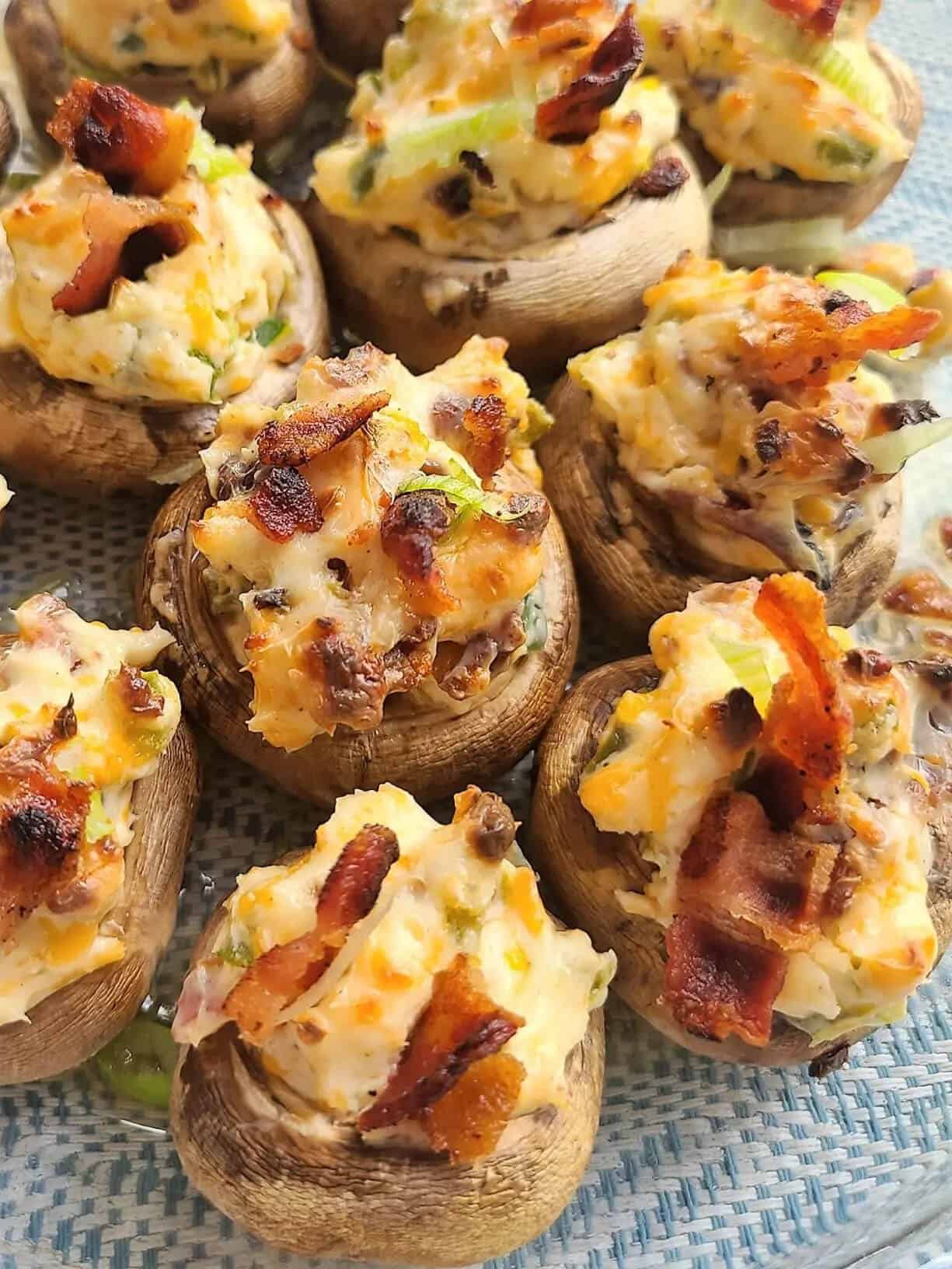 mushrooms stuffed with bacon, jalapeno, bacon and cheese.