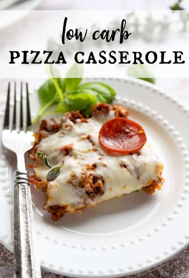 If you're eating low carb and missing pizza, This Low Carb Pizza Casserole is THE RECIPE for you! It's full of traditional pizza toppings and melty, gooey cheese, then baked in an easy casserole style. Welcome back Pizza Movie Nights! #pizza #keto  via @artfrommytable