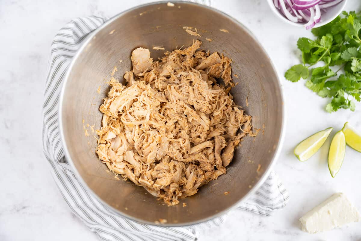 shredded chicken in a bowl