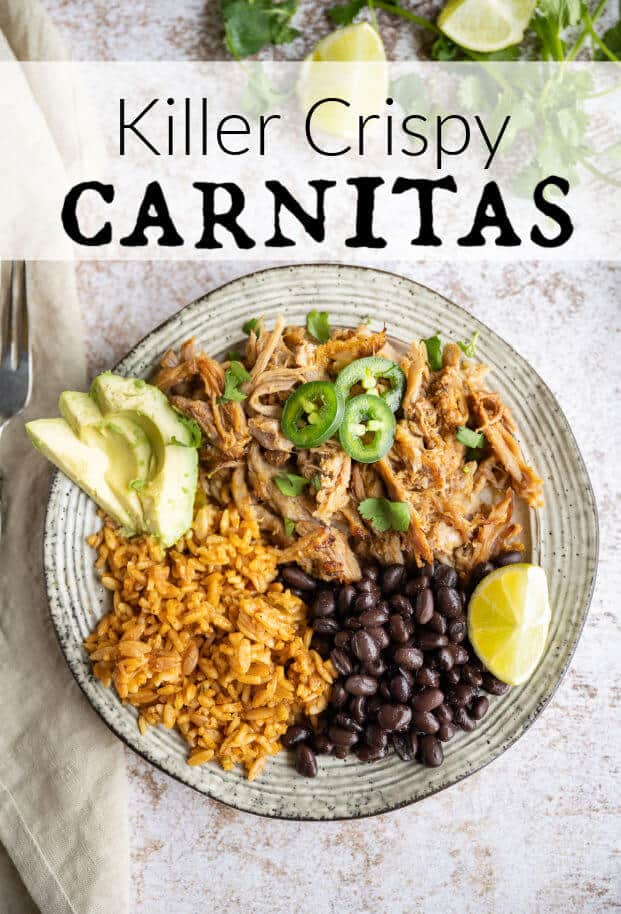 These are the easiest Carnitas you will ever make! Cooked low and slow in the Crockpot with delicious spices for the most tender meat and ultimate flavor! It's the perfect authentic Mexican dish for Cinco De Mayo, but you don't have to wait, make it anytime. There are so many ways to use this Mexican shredded pork. via @artfrommytable