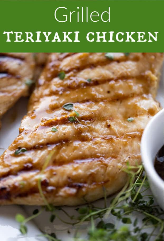 Get your grill on with this delicious grilled teriyaki chicken! There's just 5 ingredients in this marinade. Tender, juicy, chicken breast grilled to perfection! Everyone will love this easy chicken dinner! via @artfrommytable