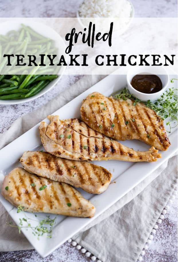 Get your grill on with this delicious grilled teriyaki chicken! There's just 5 ingredients in this marinade. Tender, juicy, chicken breast grilled to perfection! Everyone will love this easy chicken dinner! via @artfrommytable
