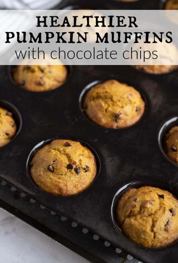 Need an easy pumpkin recipe? These are the best pumpkin muffins ever!! The addition of chocolate chips is the perfect combo! Healthy options included. #artfrommytable #pumpkin #muffins #pumpkinrecipe #fallfood #lightermuffins #pumpkinmuffins #healthypumpkinmuffins #pumpkinchocolatechip #fallrecipe via @artfrommytable