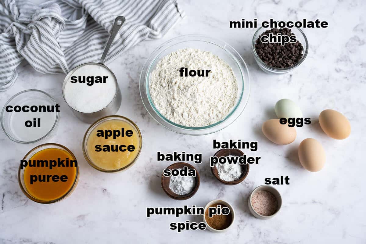 Ingredients for pumpkin muffins.
