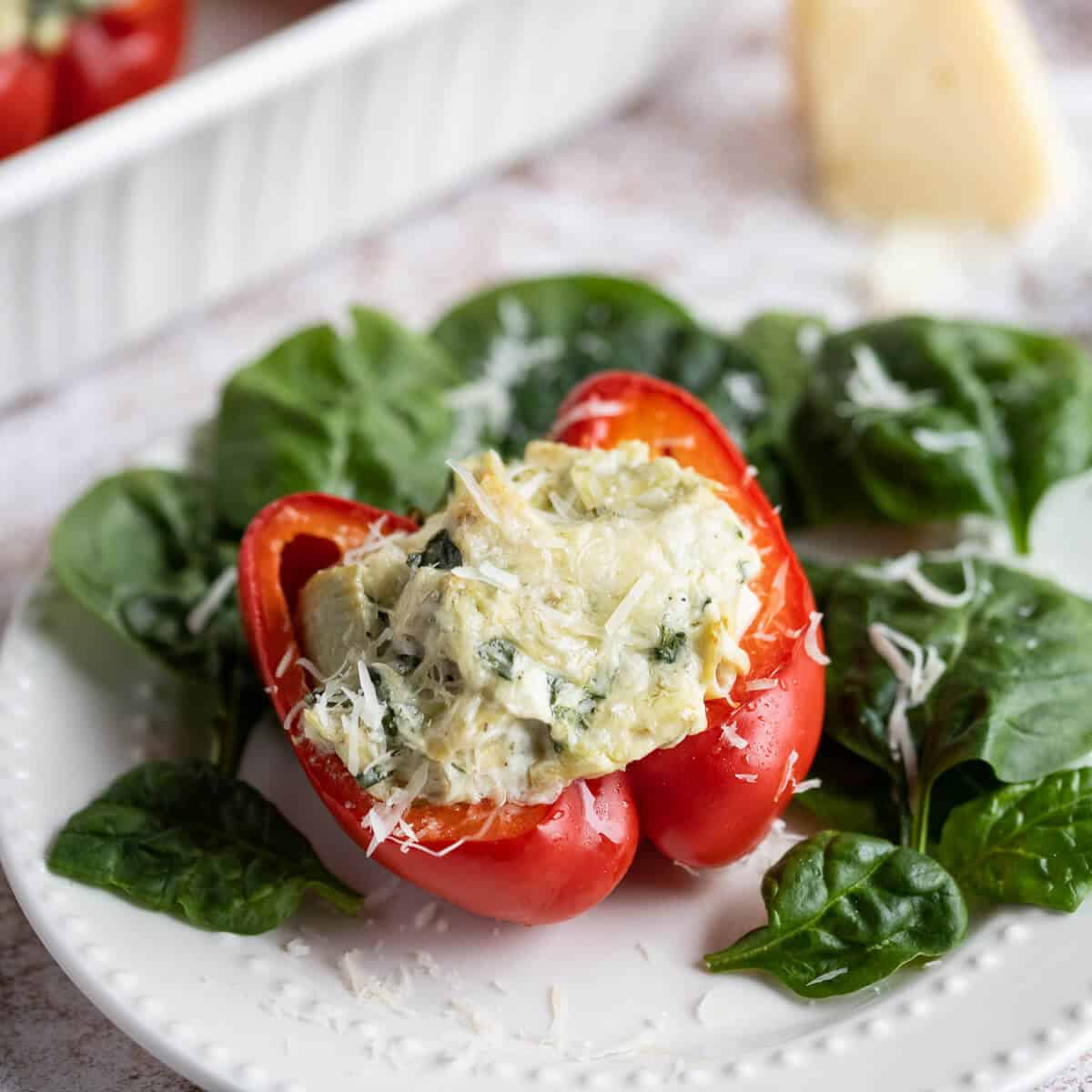 Spinach Artichoke Stuffed Peppers with Chicken