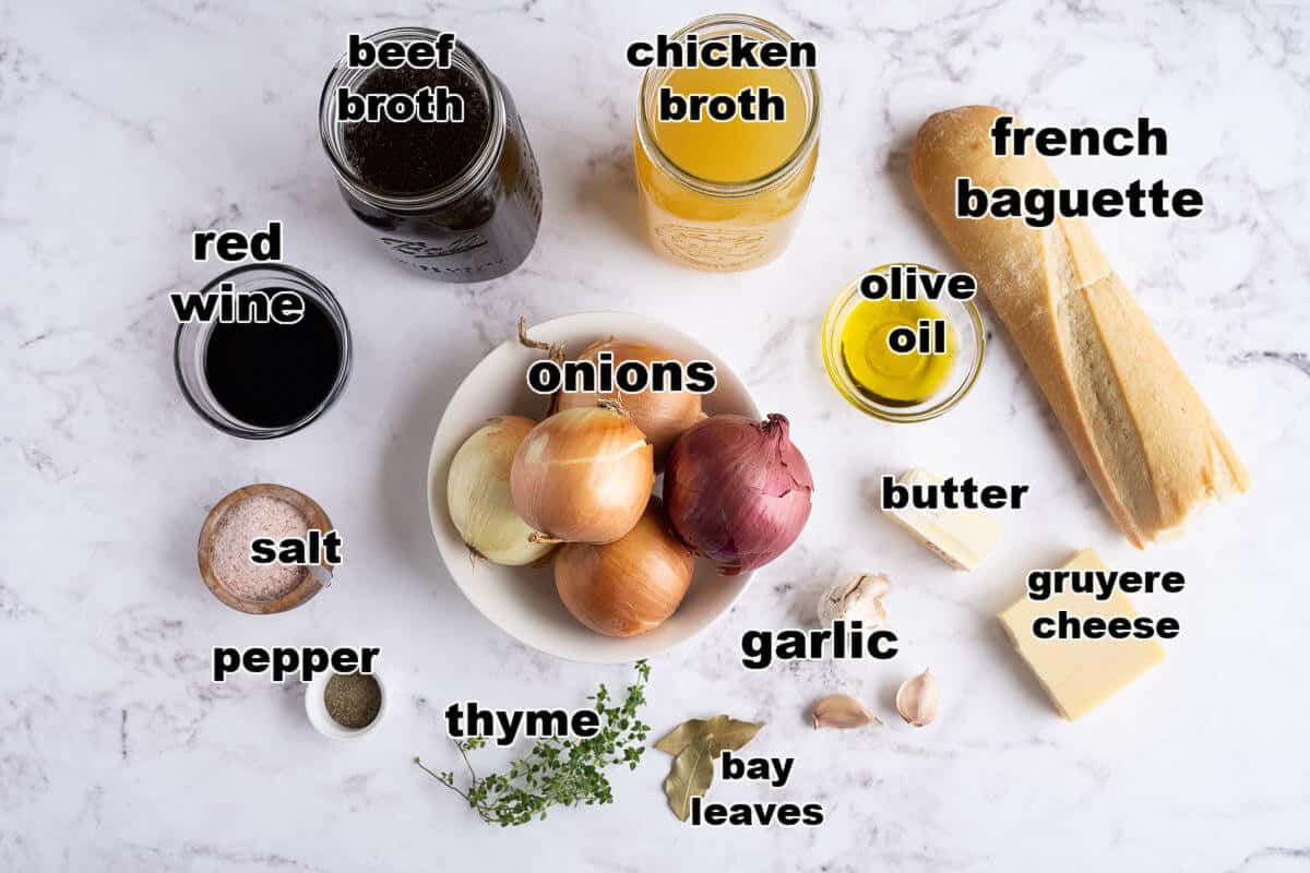 Ingredients to make French Onion Soup