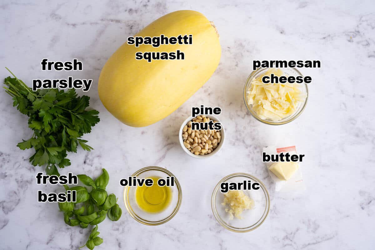 Ingredients for Garlic Parmesan Spaghetti Squash recipe