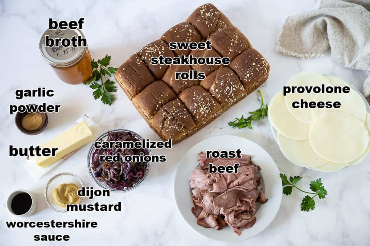 Ingredients to make Roast Beef Sliders