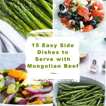 4 image collage of side dishes to serve with Mongolian Beef