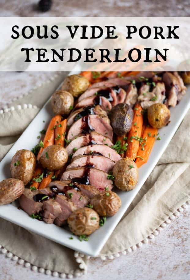 Sous Vide pork tenderloin comes out juicy and tender every single time! We're pairing it with a Blackberry Balsamic Reduction Sauce which lends an exotic punch of deep and rich tanginess to the savory flavor of the pork. via @artfrommytable